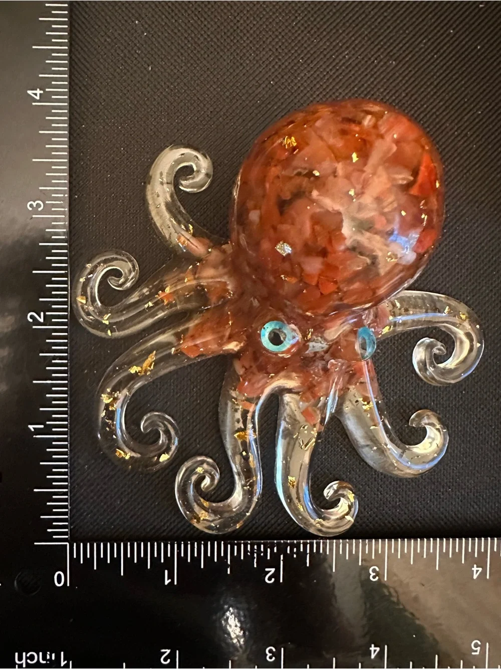 Resin and Red Jasper Crystal Chips Octopus Sculpture - Picture 8 of 12